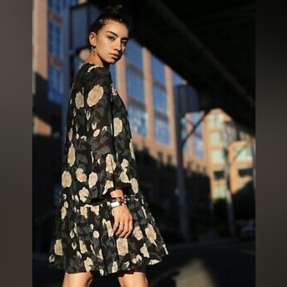 Ganni Carlton Georgette Drop Waist Dress